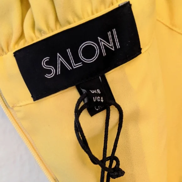 NWT SALONI olivia yellow floral midi dress yellow - Picture 11 of 12